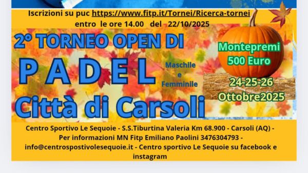 2 Torneo Open di PADDEL Città di Carsoli
